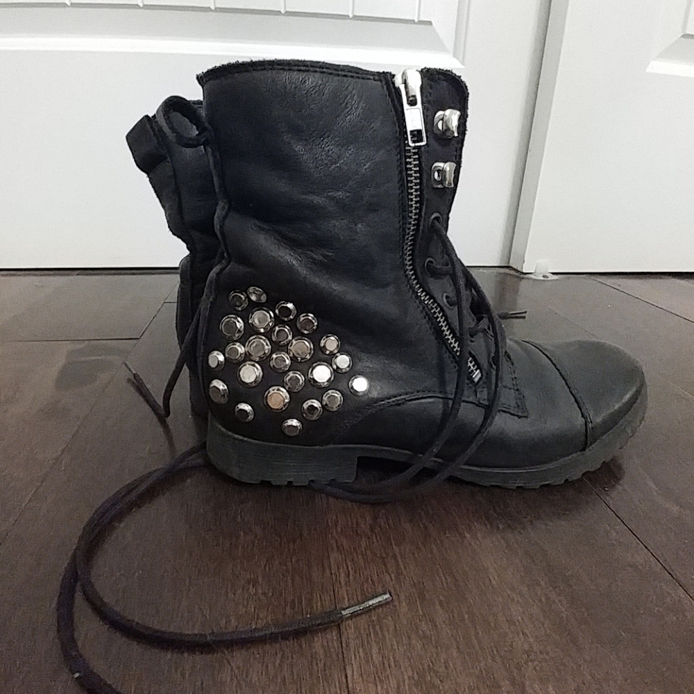 Black leather boots